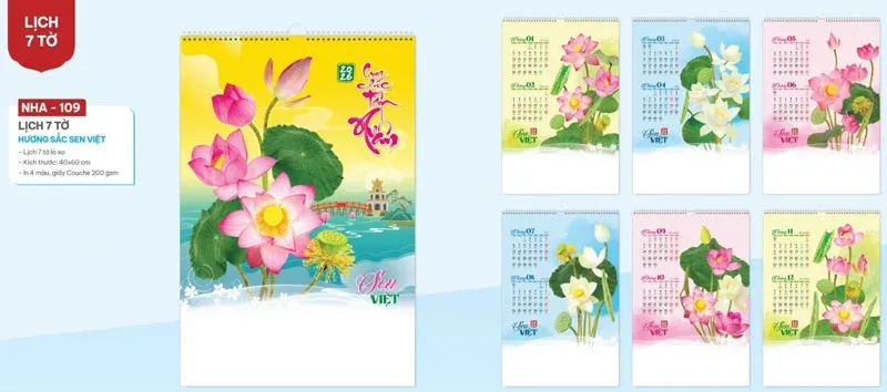 mẫu lịch tết hương sen đẹp